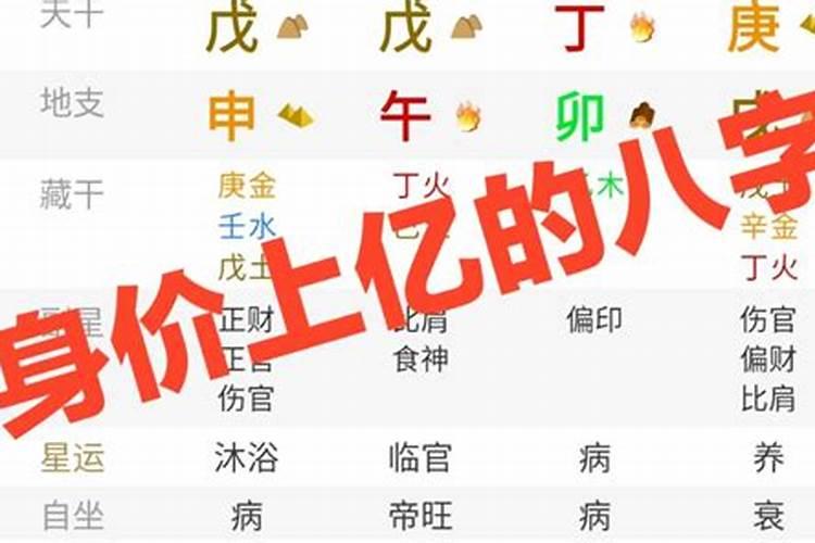 资产上亿的人的八字