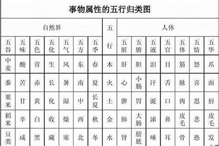 命局分析五行属性表