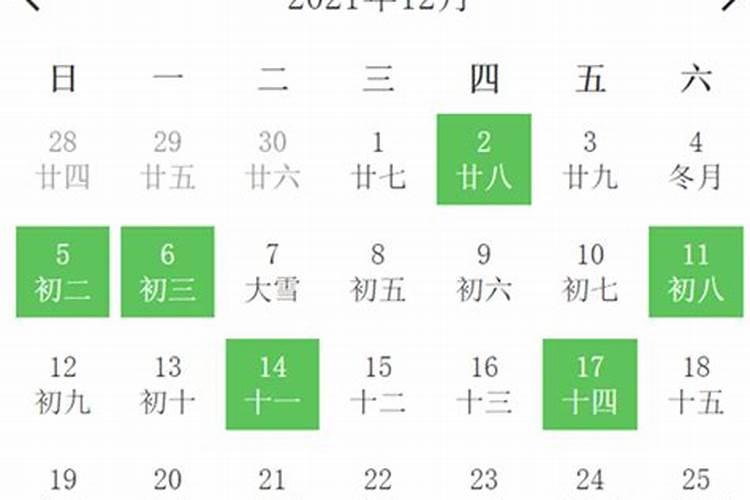 2020年农历12月安床吉日一览表