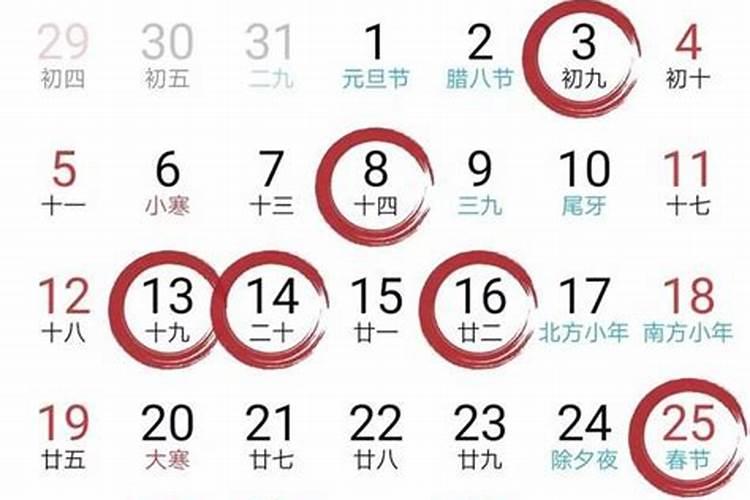 2020年农历十二月诸事皆宜的黄道吉日