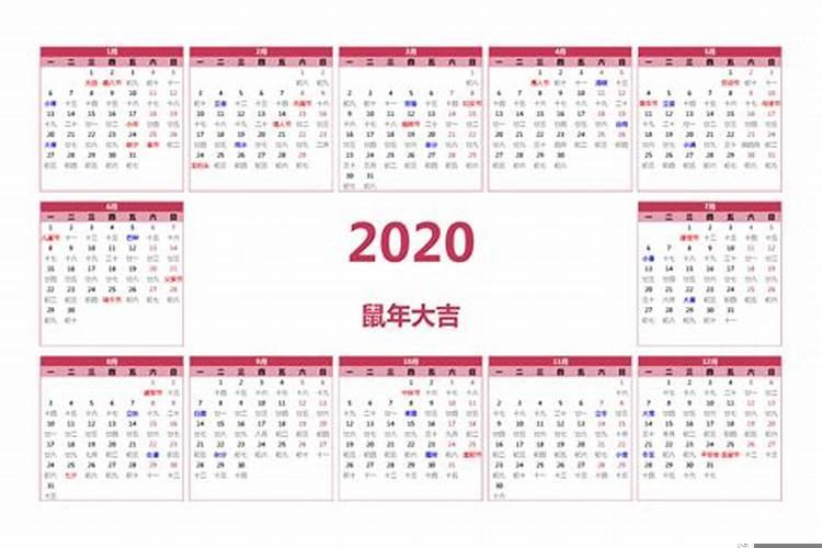 2020年农历吉日一览表