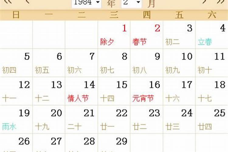 1984年立春农历是多少日